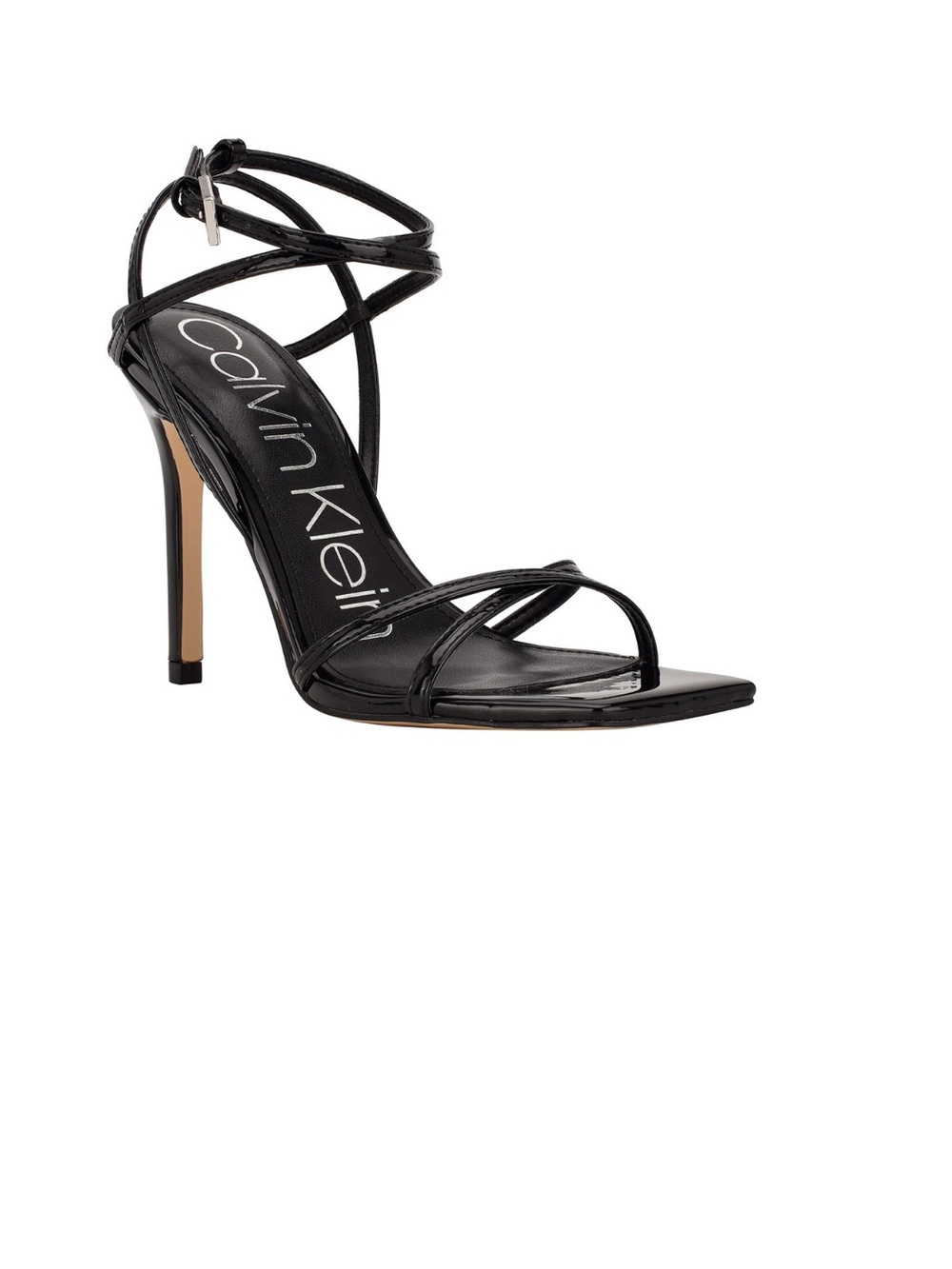 Calvin Klein Black Patent Strappy Stiletto Sandal